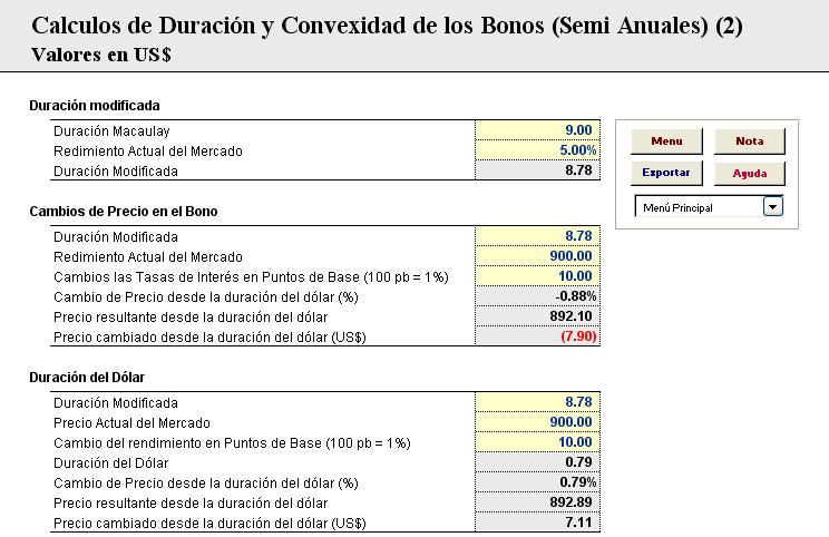 Cálculos de Duración y Convexidad de los Bonos (Semi Anuales) (2)