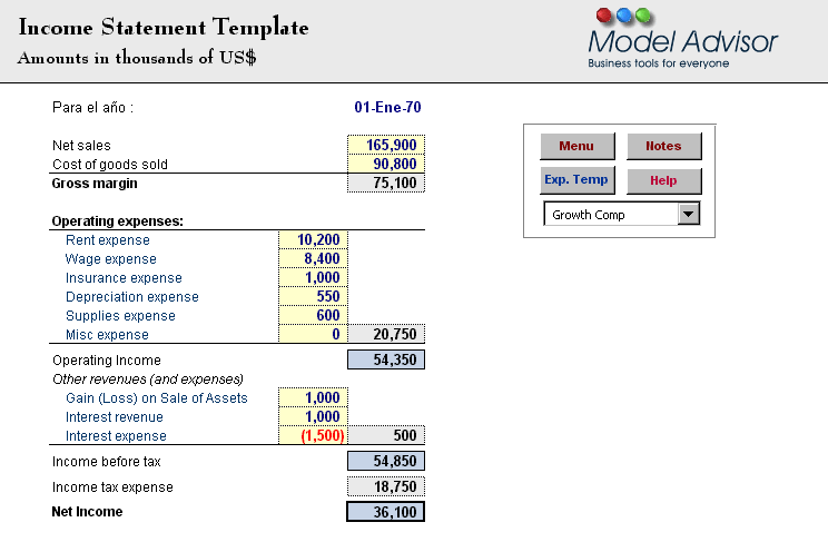 Income Statement Template, Financial Calculator for Excel, Financial Advisor for Excel