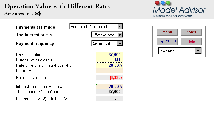 Operation Value with Different Rates